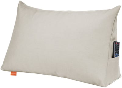 sleepling 70 x 40 x 20 cm rugkussen, wigkussen voor bed en bank, lendenkussen, driehoekig leeskussen, kussen met afneembare wasbare hoes, zijvak, beige