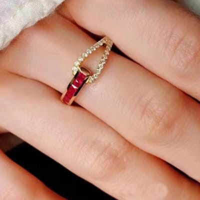 Diamantring Handversiering Licht Luxe Niche Kleur Persoonlijkheid Modieuze Geometrische Ring Sieraden No. 10 beige