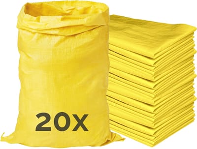 Garronda - Polypropyleen Zak Geel - 80 x 50 cm – 20 Stuks – Tuinafvalzak - Geweven Zakken van PP - Voor zand en opslag – Scheurvast - Belastbaar tot 50 kg – Veelzijdig inzetbaar – Zandzakken – Tuinzak – Hoogwaterbescherming – GD-ROM-Bag80