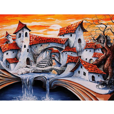 5D DIY Diamond Painting Schilderachtige stad Diamond Borduren Kruissteek Strass Mozaïek home decor 20X30CM orange