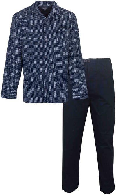 Paul Hopkins Heren Pyjama - Doorknoop - Katoen - Navy - Maat S