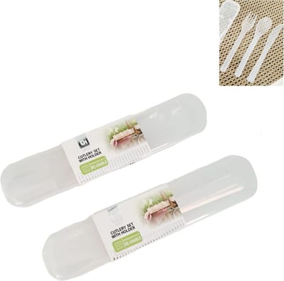 2 sets Kunststof bestek vork lepel mes - Meeneembestek - Herbruikbare bestek| gebruik voor Buiten - Binnen - Servies - Camping -Vakantie- School | Picknick bestek| Lunch box