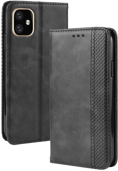 Coverup Hoesje - Geschikt voor iPhone 12 Pro Hoesje - Coverup Vintage Style Book Case - Zwart