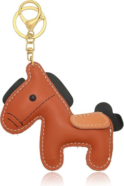 Daity 1 stuk - Leren sleutelhanger in de vorm van een paard - sleutelhanger voor in de auto - sleutelhanger voor handtas/rugzak