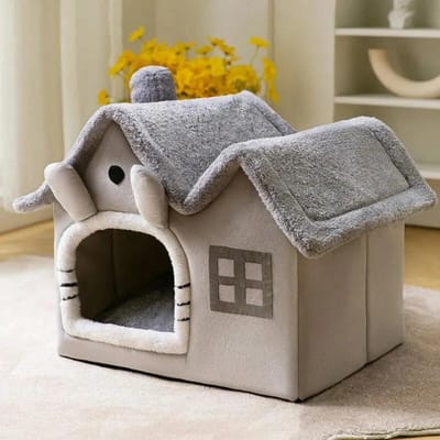 1pc Chimney Indoor Pet Villa Assez d'espace pour chats et chiens Quatre saisons Général Semi-fermé Peut être démonté et lavé S black