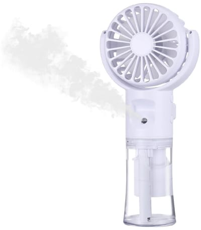 GELLDG Draagbare Ventilator met Verstuiver - USB Oplaadbare Tafelventilator 4 Snelheden - Transparant Waterreservoir - Geschikt voor Binnen, Buiten en Camping - Kunststof - 16x7x4cm