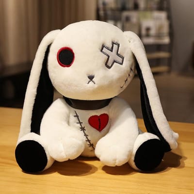 1 Stuk Creepy Goth Konijn Pluche Gek Konijn Pluche Speelgoed Spookachtig Gotisch Konijn Knuffeldier Schattig Horror Vreselijk Konijn Pop Voor H wit