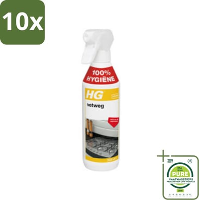 10 x HG Vetweg 500 ml - Grootverpakking - Keukenreiniger - Vetverwijderaar - Vetvlekken - Roestvrijstaal Reiniger - Gegalvaniseerd Staal Reiniger