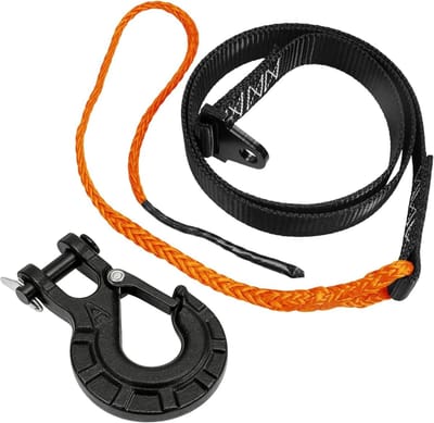 Trekband Voor Trucks - Verlengingstouw Met Haak - Offroad Reddingsacties - Gegarandeerde Breeksterkte - 1.6 Meter - Zwart