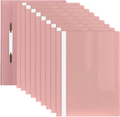 ACROPAQ - 10 x Documentenmap A4 – Transparant voorvak – Pastelroze – Projectmap voor 70 pagina’s – Documentenmap A4 transparant