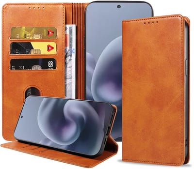 Geschikt voor Motorola Moto G86 Telefoonhoesje Kunstleer met Magnetische sluiting en Pasjeshouder Bookcase met Klepje - Walletcase with Cardslot - Bruin - Smartphonica geschikt voor Motorola Moto G86