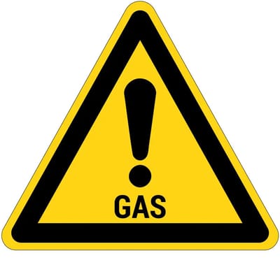Gas waarschuwingsbord | gecoat dibond materiaal | 15 cm