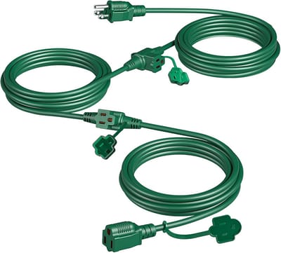 Uitbreidingskabel voor buiten met meerdere stopcontacten (25 ft) - Weerbestendige kabel voor kerstdecoratie en tuinverlichting