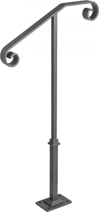 Smeedijzeren Leuning - Trapleuninghouders - Voor 1-2 Treden - 36" Hoog - Zwarte Trapleuning