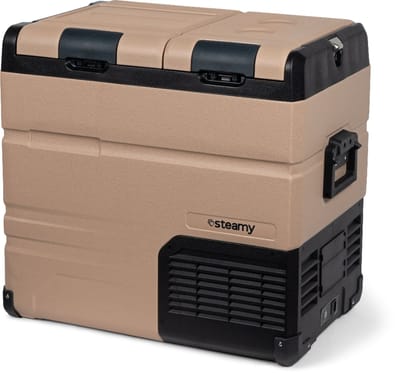 Steamy-E Dual Zone Elektrische Compressor Koelbox - Dual Zone - 54 liter - 12V en 230V - voor auto en camping - Sandstone