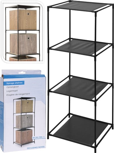 Storage Solutions Badkamerrek - zwart - metaal - 4-laags - 104 cm