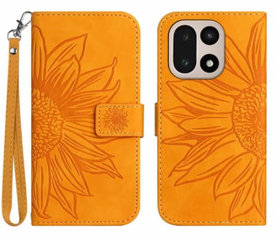 Coverup Hoesje - Geschikt voor OnePlus 15 Hoesje - Coverup Zonnebloem Book Case met Koord - Oranje