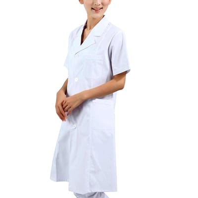 Vrouwen korte mouw witte scrubs labjas medisch dokter verpleegster uniform L white