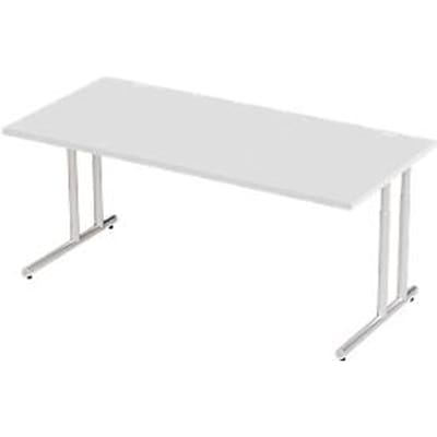 Schäfer Shop Select Desk COMBITEC, rechthoekig, C-poot, B 1800 x D 800 x H 677-817 mm, aluminium lichtgrijs/wit