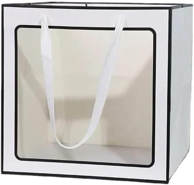 Papieren Cadeauzakken - Goodiebags Giftbags - Feestelijke Geschenkverpakking - Met Transparant Venster - 25x25x25 CM - Wit