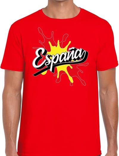 España/Spanje landen t-shirt spetter rood voor heren - supporter/landen kleding Spanje S