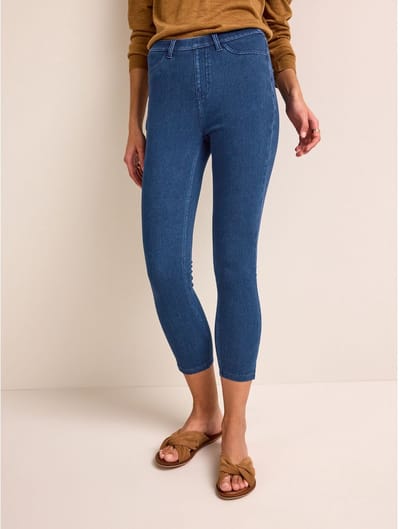 Next - Dames - Cropped denim jersey legging - Petite - Blauw