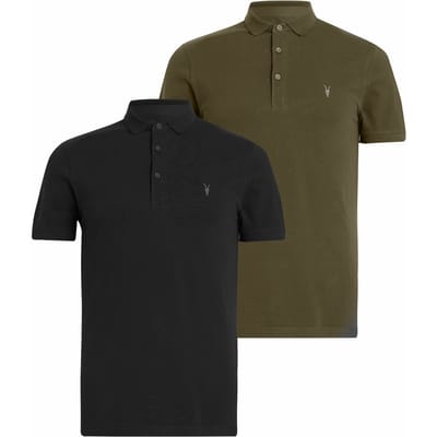 AllSaints Reform Ss Polo 2 Pac Jet Blk/ivy Grn Size: S | Polo Shirts Outlet | Heren | Zwart