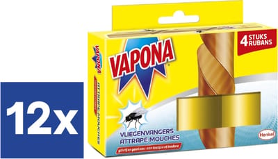 Vapona Vliegenvangers (Voordeelverpakking) - 12 x 4 (48 stuks)