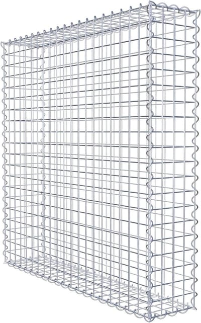 Schanskorf Muur - Draadmand Steenkorf - Tuin Decoratie - Galvanisch Verzinkt - 100x100x20 cm - Zilver