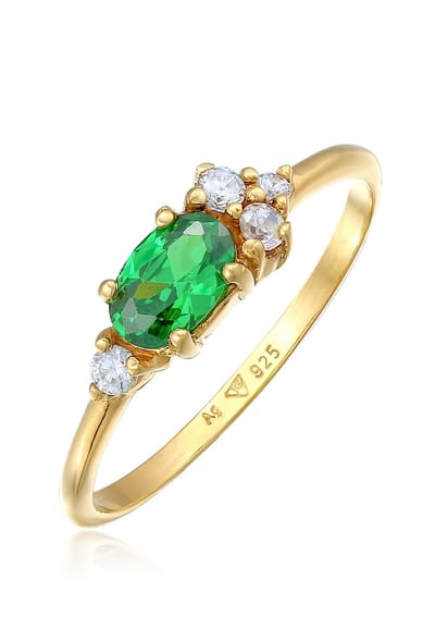 Elli - Ring - Dames Verlovingsring Extravagant Groen met Zirkonia Kristallen in 925 Sterling Zilver - Dames