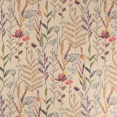 Inpakpapier graspapier - Bruin cadeaupapier bloemenpatroon - Rol 30 cm breed en 100 meter lang - Duurzaam inpakpapier 25% grasvezels en 75% gerecycled papier