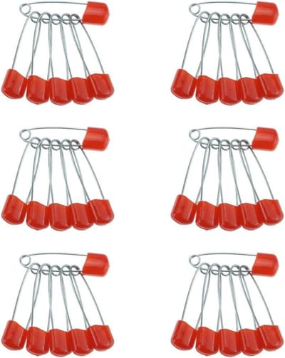 Veiligheidsspelden - Plastic spelden - Handwerk en luiers - Roestvrij staal met coating - 157 inch lengte - Rood