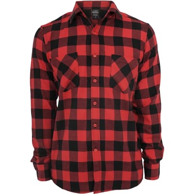 Urban Classics Checked Flannel Heren Flanellen overhemd - zwart/rood - M