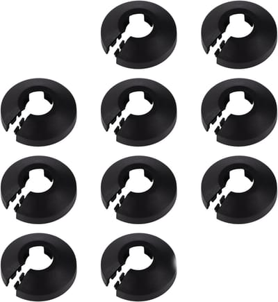 Waterleiding rozet - 10 stuks - Kraanrozet - Buisrozet - Kunststof - Radiatorrozet - Verwarmingsbuis installatiemateriaal - Radiatorbuis rozet - Voor buizen Ø 20 - 21mm - Zwart