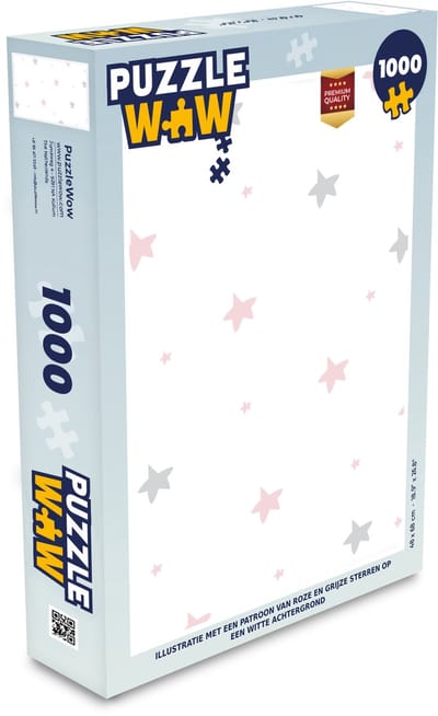 Puzzel Illustratie met een patroon van roze en grijze sterren op een witte achtergrond - Legpuzzel - Puzzel 1000 stukjes volwassenen