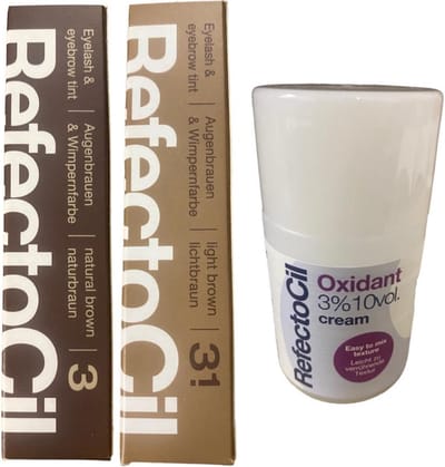 RefectoCil 2 Stuks Nr 3.1 Lichtbruin + Nr.3 Natuurbruin + 100ml Crème Oxidant