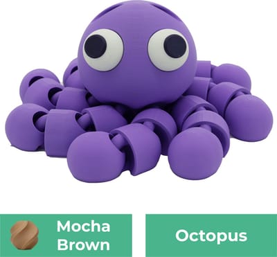Flexibele octopus beeld – Decoratief beeld - Mokka Bruin - 3d geprinte beeld – Unieke woondecoratie - 25CM