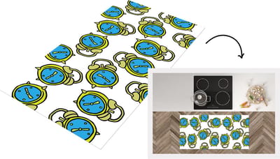 Keukenloper - Loper keuken - Wekker - Patroon - Cartoon - Slapen - 120x60 cm - Keukenloper vinyl