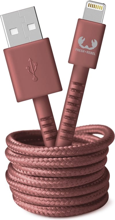 Fresh 'n Rebel - USB naar Apple Lightning oplaadkabel - 2 meter - Gevlochten kwaliteit kabel - Safari Red