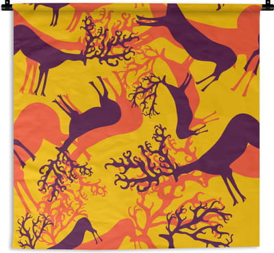 Wandkleed - Wanddoek - Patronen - Hert - Kleuren - 90x90 cm - Wandtapijt