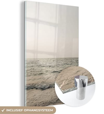 MuchoWow® Glasschilderij 120x180 cm - Schilderij acrylglas - Zee - Zomer - Golven - Foto op glas - Schilderijen