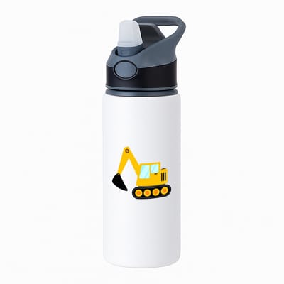 Hacebo® - Shovel waterfles met rietje zwart - Trekker - Bouwmeester - Werken in de bouw - bouwer - bouwvakarbeider - klusjesman - water fles - 650ML
