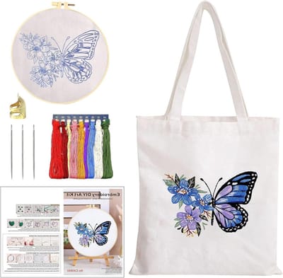 Complete Borduurset voor Volwassenen en Beginners - Canvas Tas Borduren met Gereedschap, Handleiding en DIY Inspiratie voor Borduurliefhebbers