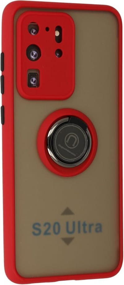Telefoonhoesje met standaard magneet ring - Silicone hoesje Geschikt voor: Samsung Galaxy S20 Ultra - Rood