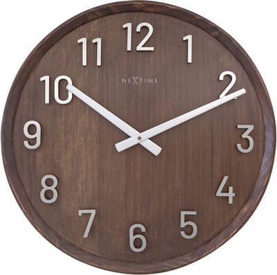 NeXtime Precious – Grote Wandklok – 50 cm – Hout – Walnoot – Stil