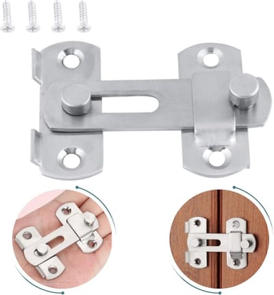 Hasp Sluiting - Veiligheidsslot Deur - Beveiliging Kast - Roestvrij Staal - 8 x 6.5 cm - Zilverkleurig