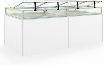 Moestuinbak opzetstuk van aluminium en polycarbonaat Tuinkas plantenbak voor tuin, balkon, met dakvenster kleppen, UV en weerbestendig, 119 x 235 cm