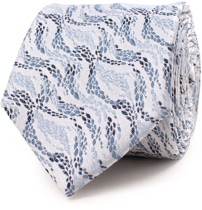 TRESANTI | GIULIO | Silk tie with a wave of fish | Blauw