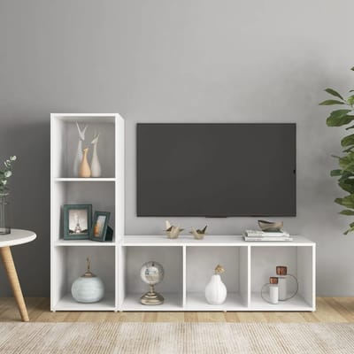 vidaXL - Tv-meubelen - 2 - st - 107x35x37 - cm - bewerkt - hout - wit