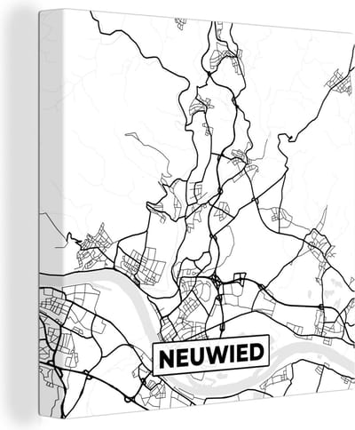 Canvas Schilderij Neuwied - Plattegrond - Kaart - Stadskaart - 20x20 cm - Wanddecoratie